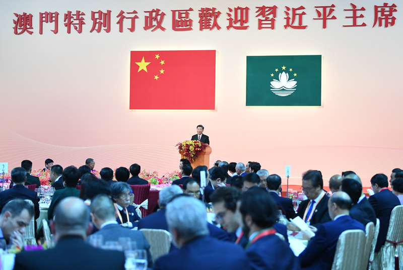 12月19日,国家主席习近平出席澳门特别行政区政府欢迎晚宴并发表重要讲话。 新华社记者 谢环驰 摄